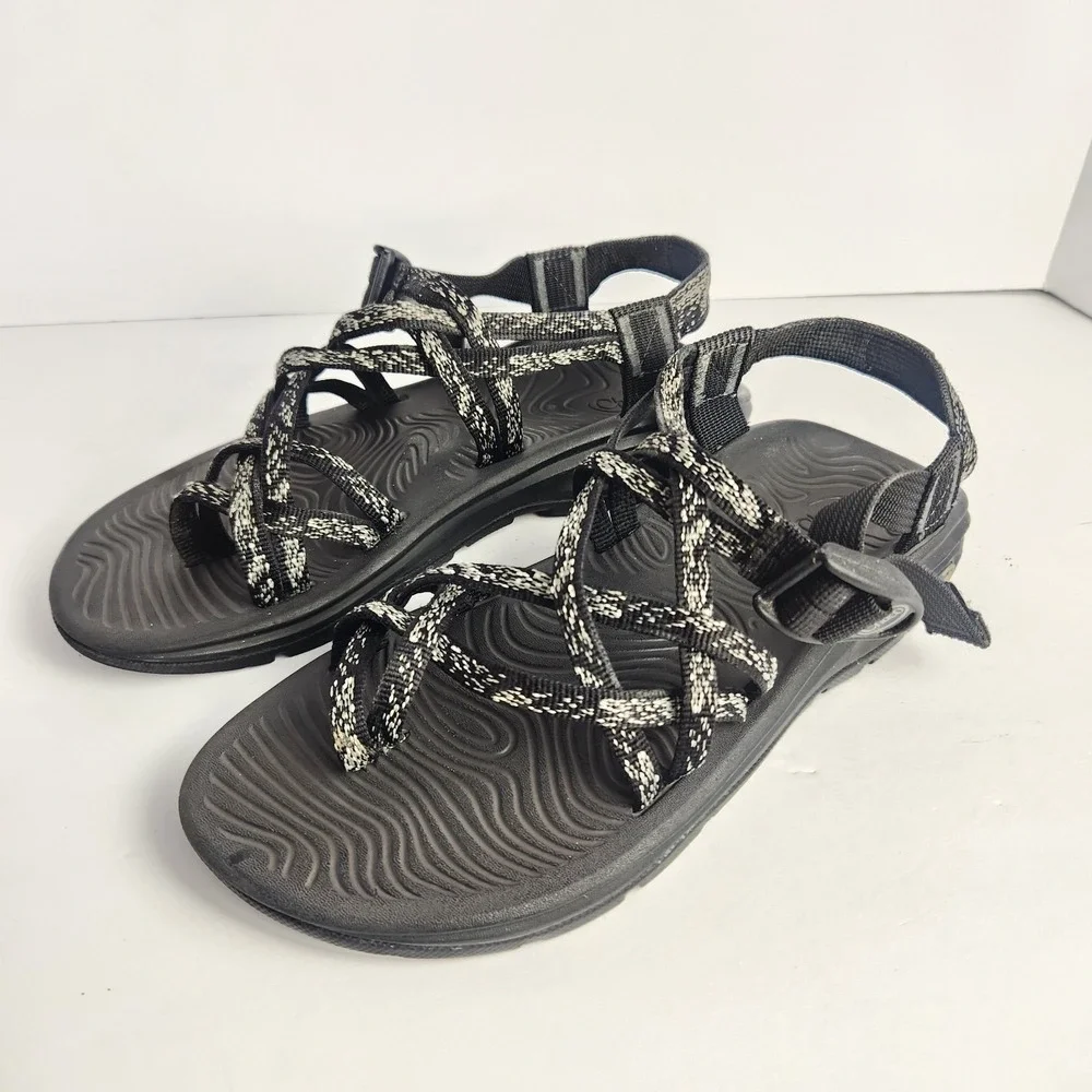 Chaco Women's Strappy Sporty Waterproof‎ White/Black Sandals Size 8